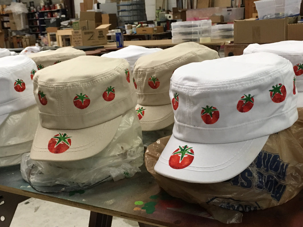 Cadet Cap with Stenciled Tomatoes